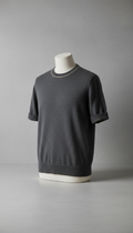Concrete merino wool short-sleeve crewneck