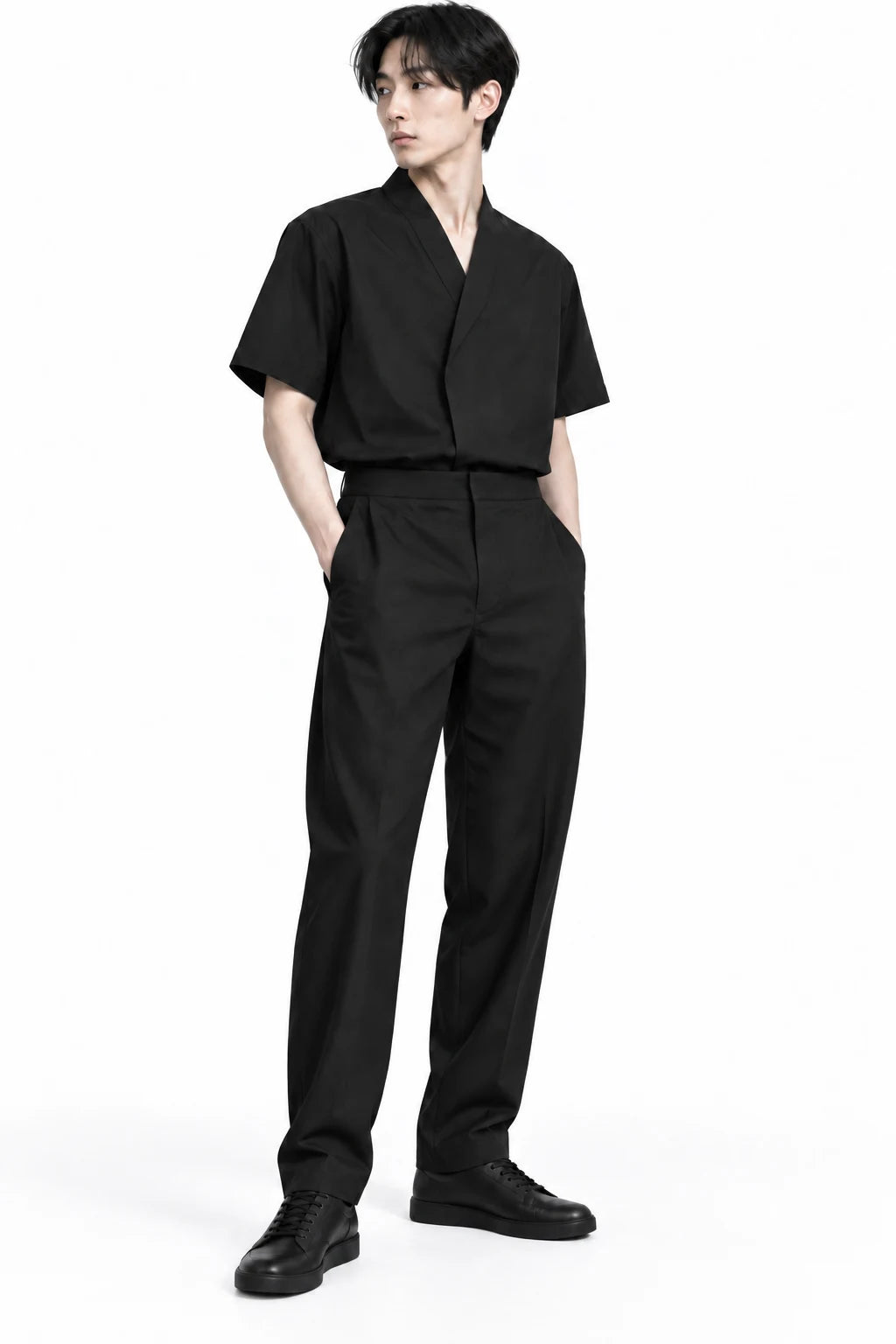 The Pant front tailored silhouette with clean zero-break hem