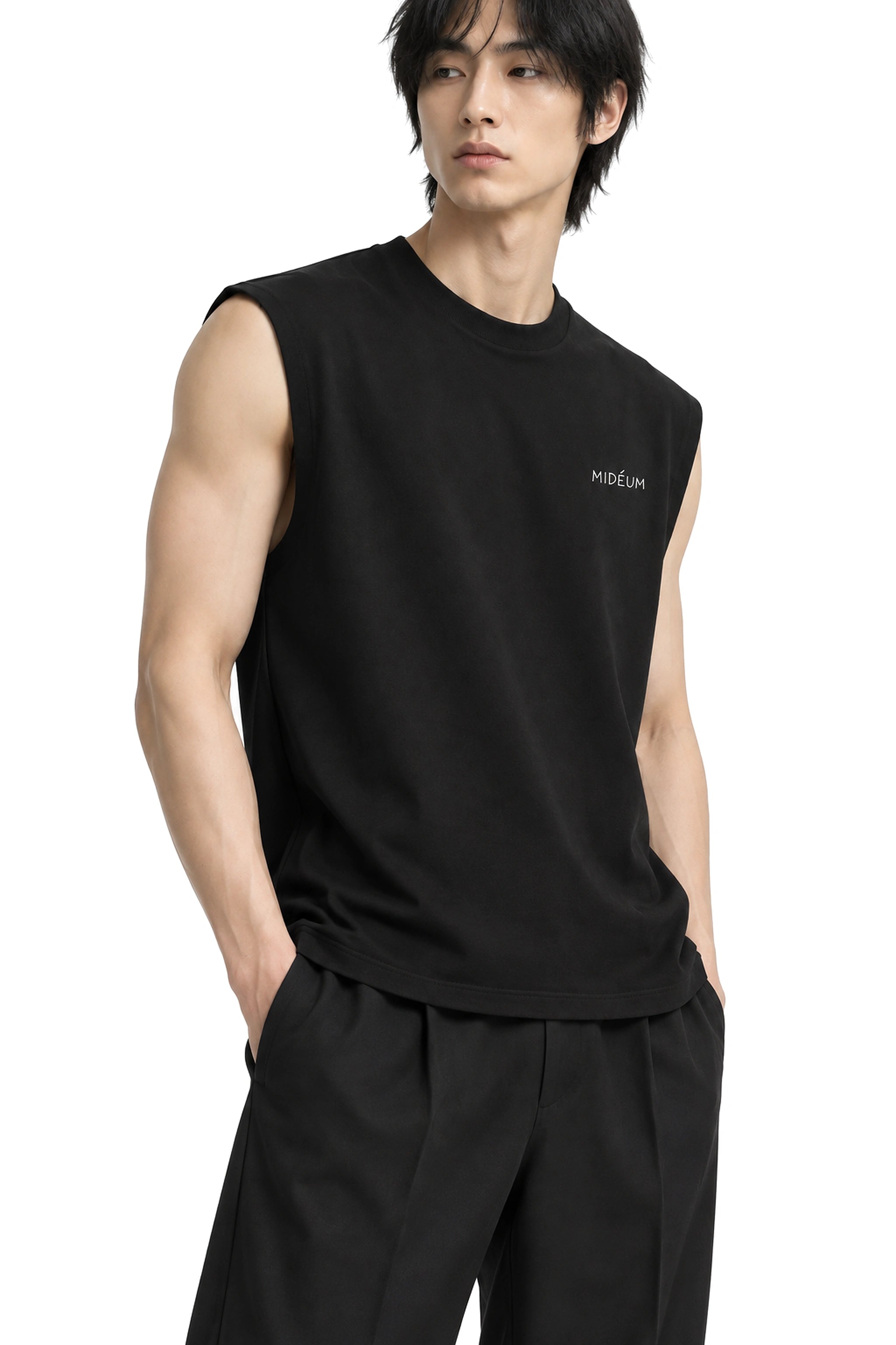 The Tank three-quarter athletic profile and technical drape